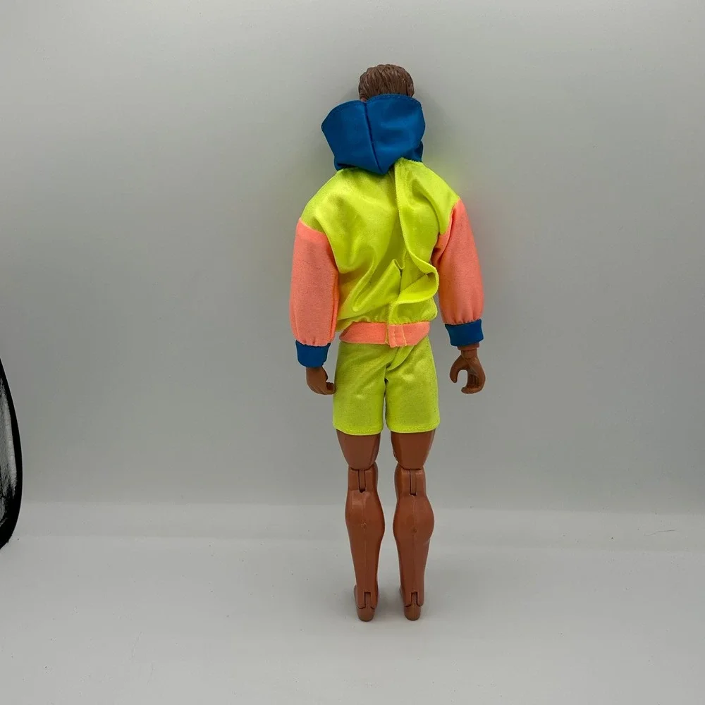 Vintage 2001 Barbie Ken Male Doll Neon Surfer Hoodie & Shorts Set Blue Eyes